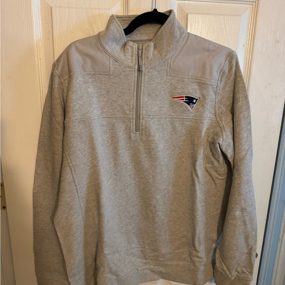 Vineyard Vines Light Gray Patriots Quarter-Zip Sweatshirt